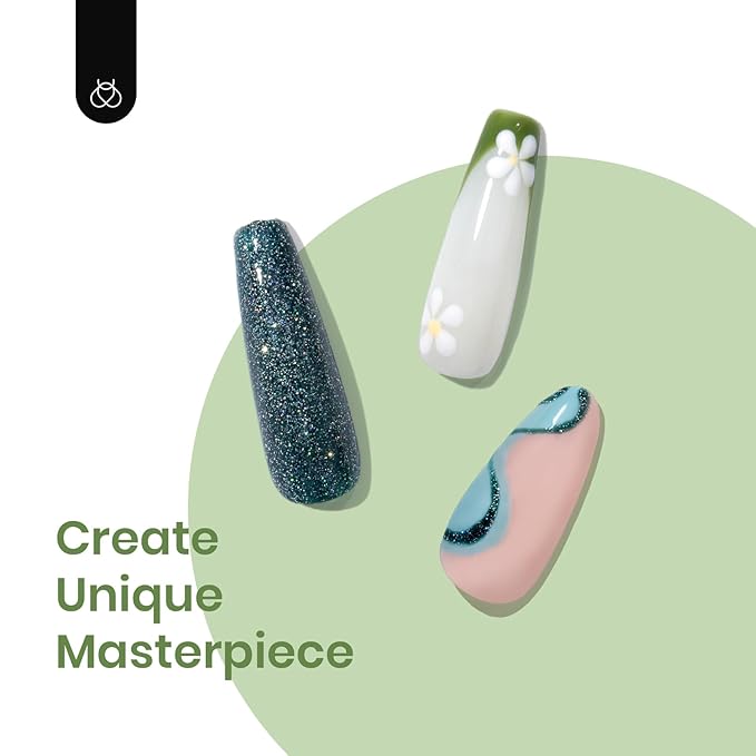 Beetles Green Gel Nail Polish Set - 6 Colors Green Gray Blue Glitter Nail Gel Polish Soak off Uv Gel Nail Art Manicure Gifts for Women-BrightBean Baby