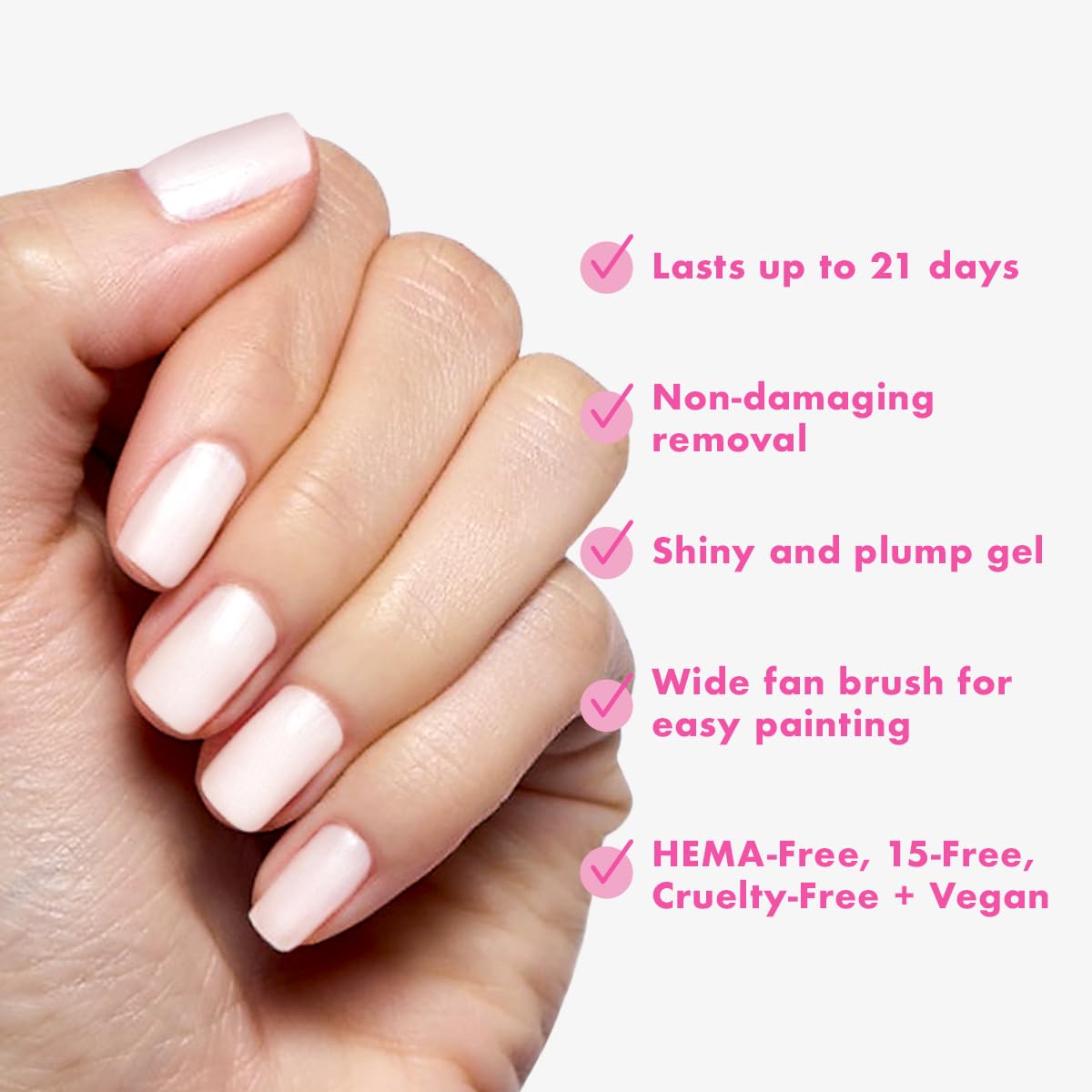 Olive & June Gel Polish | UV LED Nail Lamp Needed | Long Lasting Formula | Up to 21 Days of Wear | Damage-Free Removal | Salon-Quality Manicure, Pedicure at Home | Atlas | Pearly White-BrightBean Baby