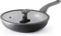 PRICUSIS Nonstick Ceramic Frying Pan with Lid, 8/10 Inch Skillet with Stay Cool Handle, Fully Coated, Induction Compatible & Oven Safe, 100% Dishwasher Safe, PTFE & PFOA Free（10 Inch, Black Sesame）