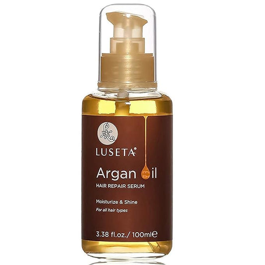 L LUSETA Argan Oil Hair Serum, 100% Pure Argan Oil for Frizzy Control Dry Damage , Repair, Shine Smoothing Strengthening & Nourishing, 3.38 Fluid Ounces-BrightBean Baby