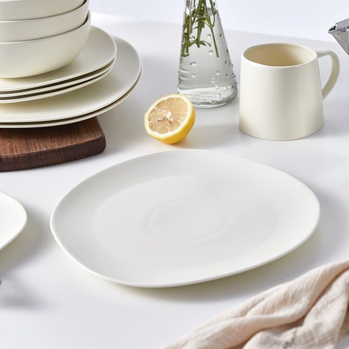 Stone Lain Delilah Dinner Plate 6-Piece Dish Set, Porcelain, Cream