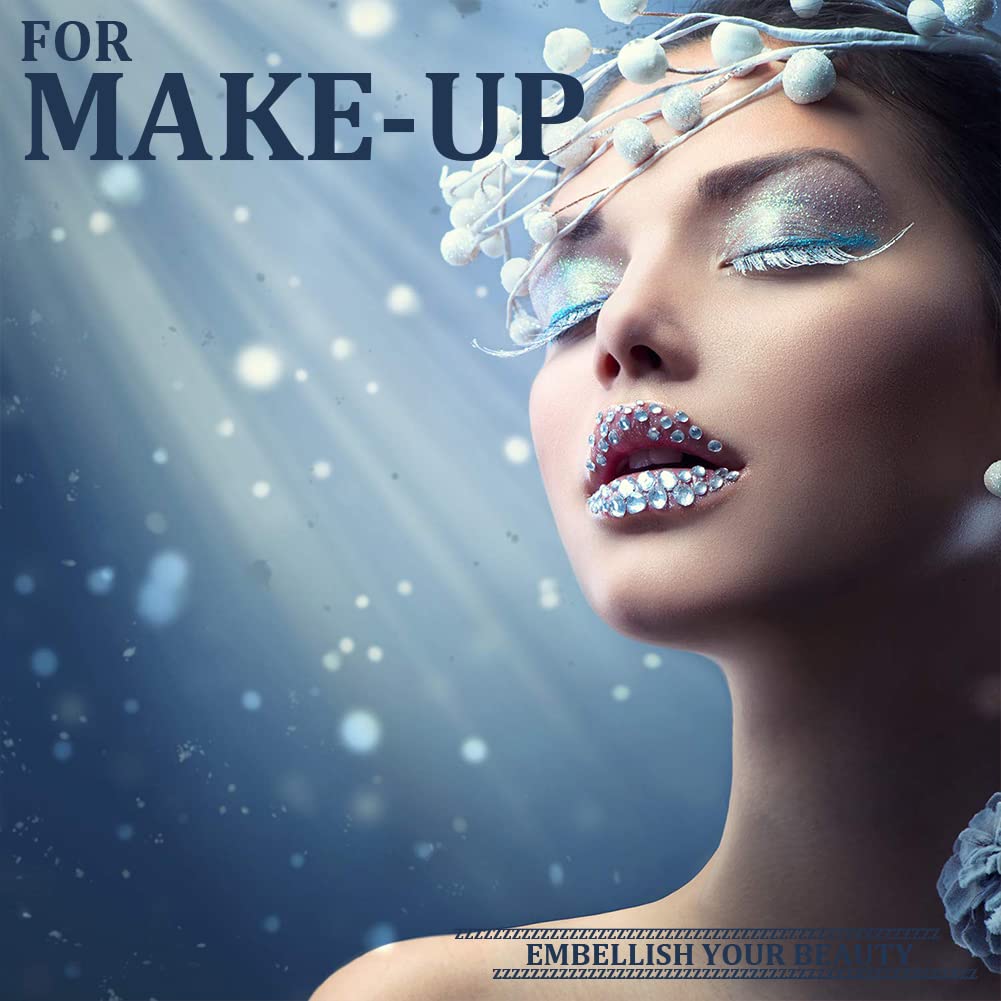 One Pack 2000 Pcs of Flatback Round Sky Blue Rhinestones 6 Sizes (1.5-6 mm) with Nail Art Rhinestone Picker Pencil and Tweezer for DIY and Salon Use-BrightBean Baby