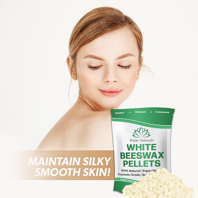 Bulk White Beeswax Pellets 5lb, Pure, Natural, Cosmetic Grade, Organic, Bees Wax Pastilles, Triple Filtered, Great For Candle Making, Soap, Food Wrap, DIY Projects Lip Balms, Lotions, and More!-BrightBean Baby