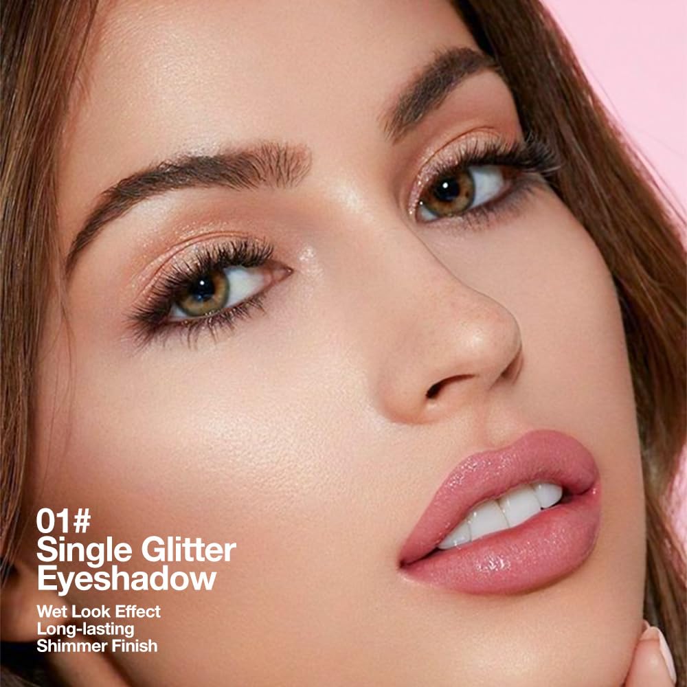 Champagne Rose Gold Monochrome Shimmer Eyeshadow Palette Makeup,Long Lasting Naturing-Looking Lightweight Glitter Single Eyeshadow,Neutral Powde Eye Shadow for Older Women-BrightBean Baby