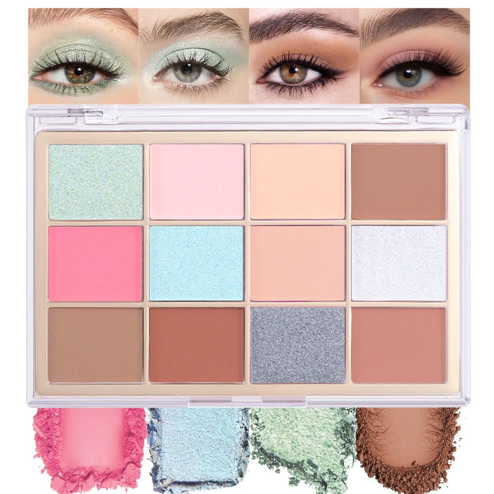Nude Silver Brown Eyeshadow Palette,Natural Neutral Soft Small Cream Light Colors Eyeshadow Palette,Eye Shadow Palette Long Lasting Naturing-Looking Make Up Pallets for Women,Vegan-BrightBean Baby