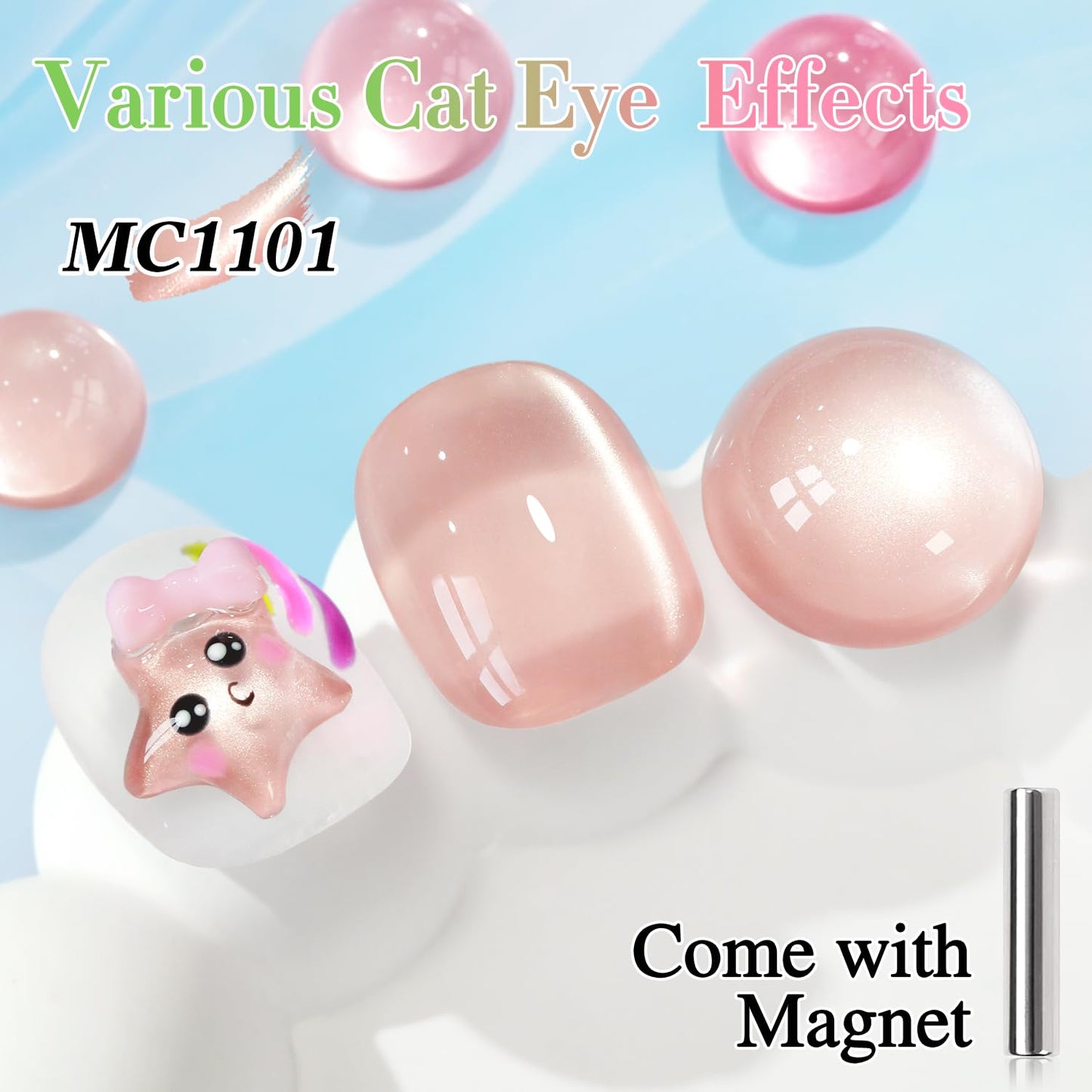 Double Rhythm Jelly Glass Cat Eye Gel Polish with Magnet 15ML Holographic Glitter Shimmer Translucent Sheer Color Magnetic Nail Polish Salon DIY at Home (Jelly Glass Nude-MC1101)-BrightBean Baby