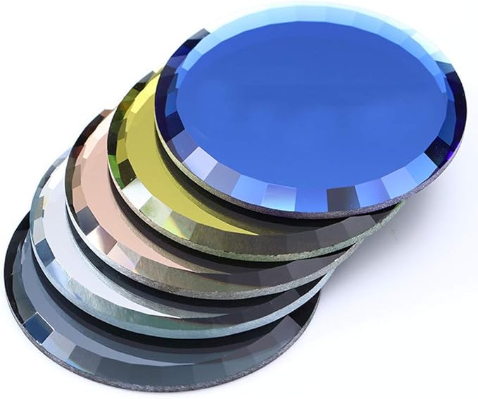 5Pcs Mirror Empty Nail Art Palettes Plate Round Glass Manicure Palette Nail Art Display Tray Board Holder Gel Polish Drawing Color Mixing Palette for Women Beauty Tool, Assorted Color-BrightBean Baby