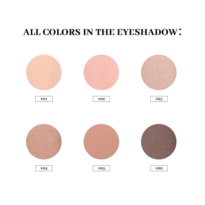 Nudes 2 Series Mini Eyeshadow Palette, Velvety Matte&Satin Finish, 6 Nude Taupe & Brown Neutral Eye Shadows, Travel Friendly Size, Vegan, Cruelty -free-BrightBean Baby
