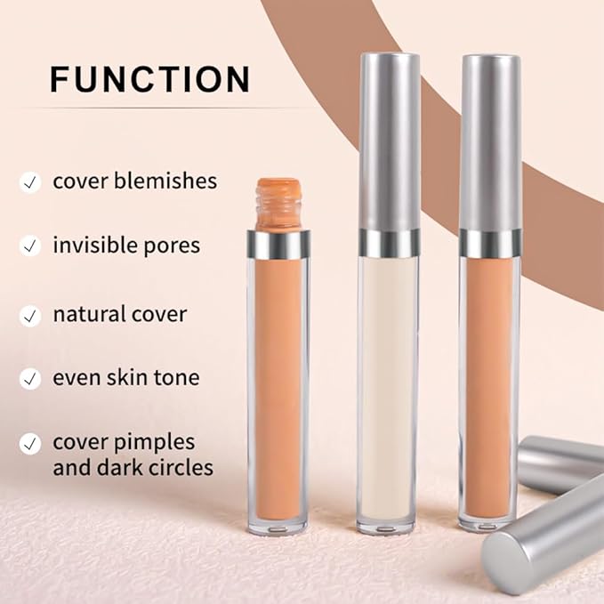 Kaely 2Pcs Hydrating Concealer Wand,Full Coverage Liquid under Eye Concealer,Long Lasting Waterproof Primer Makeup for Dark Circles and Puffiness Trouble Spots Redness,Eye Ring corrector de ojeras 01-BrightBean Baby