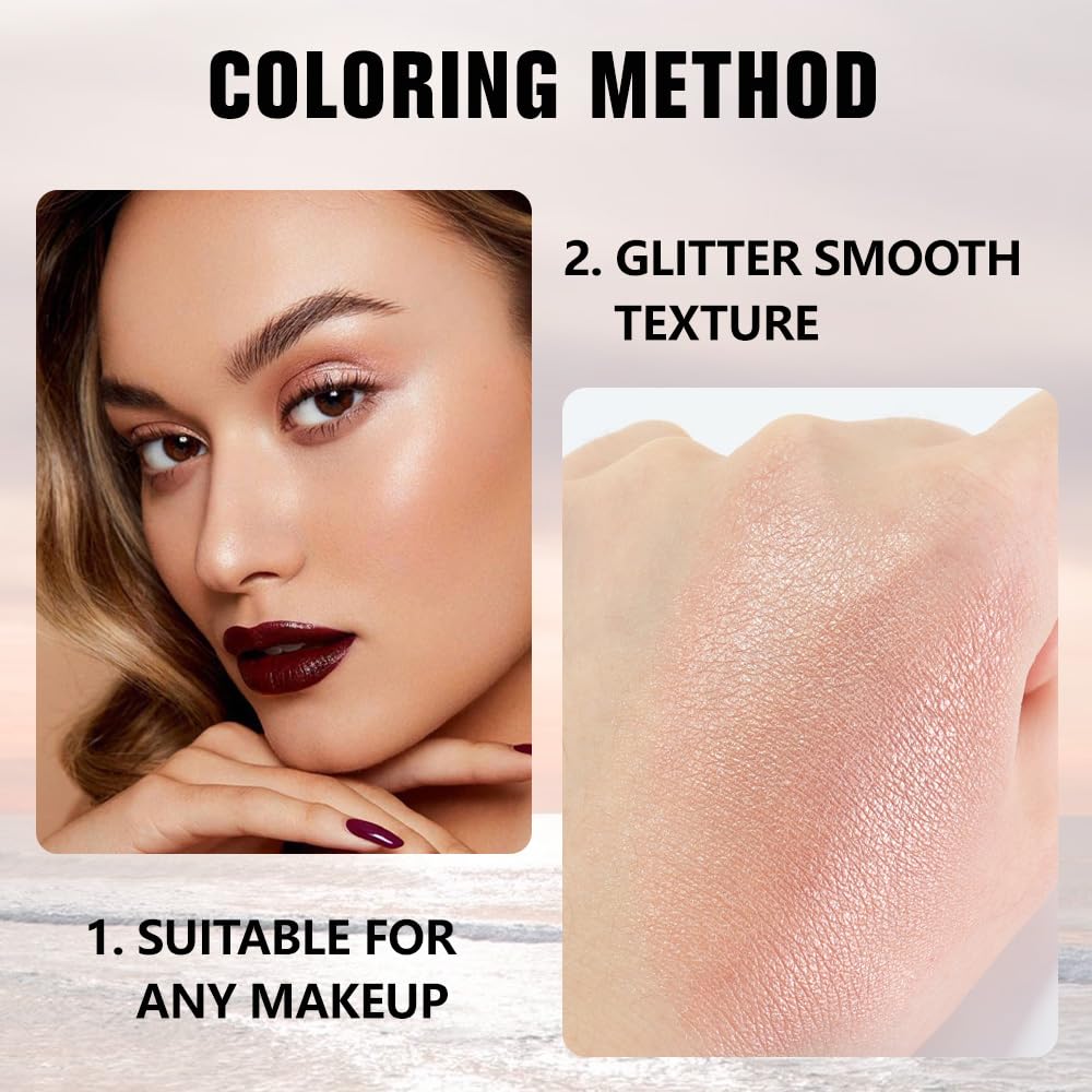 Glittler Single Eye Shadow Palette Makeup, Champagne Shimmer Monochrome Eyeshadow For Old Women, Pigmented Waterproof Sombras Para Ojos, Vegan, Talc, Paraben & Cruelty Free, 03-BrightBean Baby