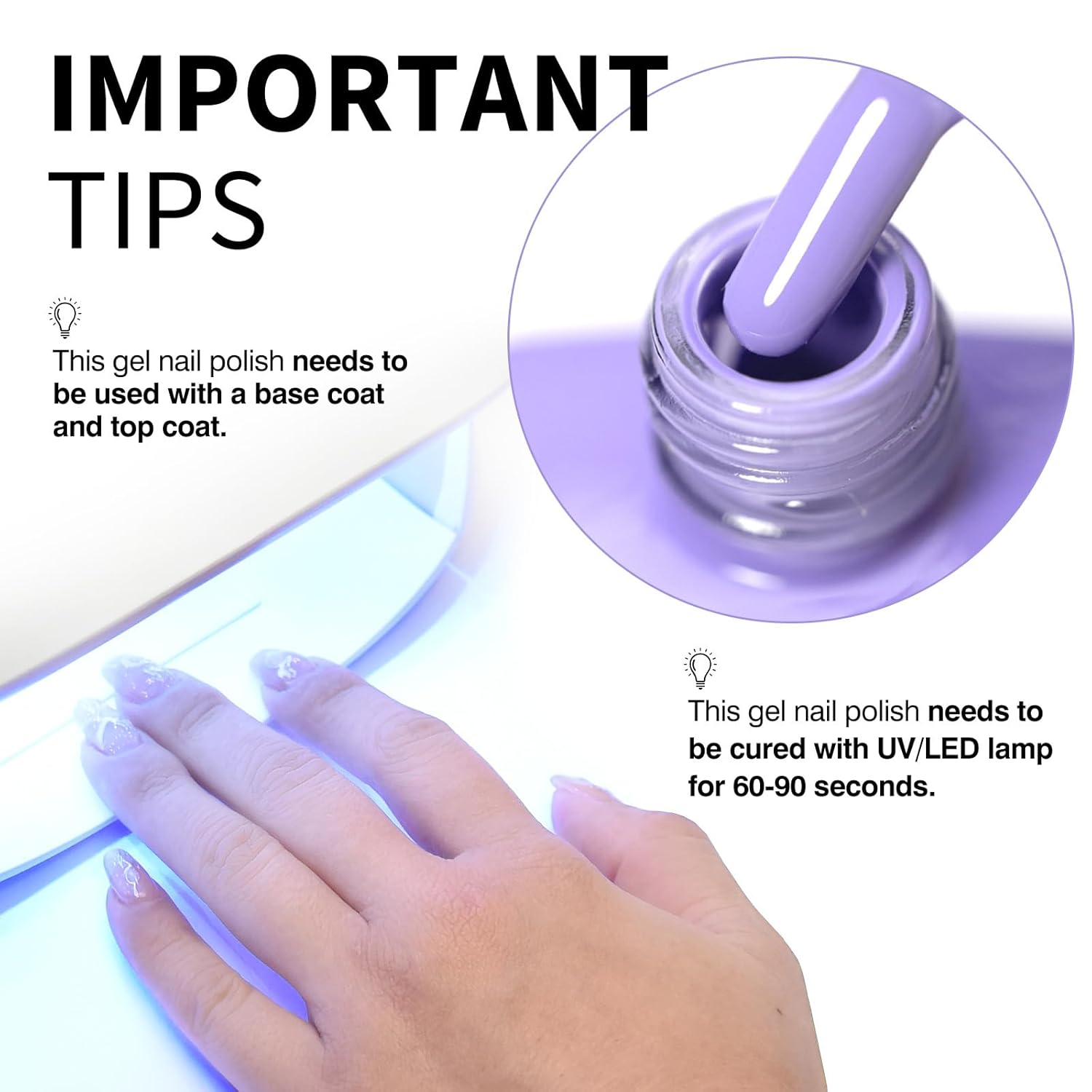 CANNI Purple Gel Polish, 1Pcs Gel Polish Purple Color Pale Violet Nail Polish Gel High Gloss Soak Off U V Gel Nail French Nail Manicure Salon DIY-BrightBean Baby