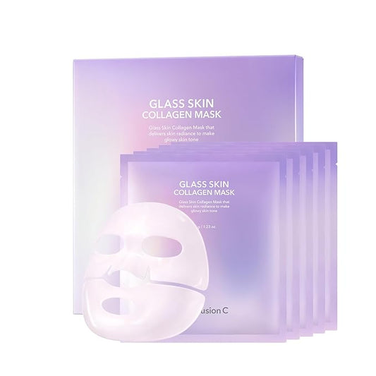 Cell Fusion C Glass Skin Collagen Mask, 1.23 oz. x 5 Sheets, Overnight Hydrogel Mask with Triple Collagen & Niacinamide, Hydrating and Plumping, Korean Skincare-BrightBean Baby
