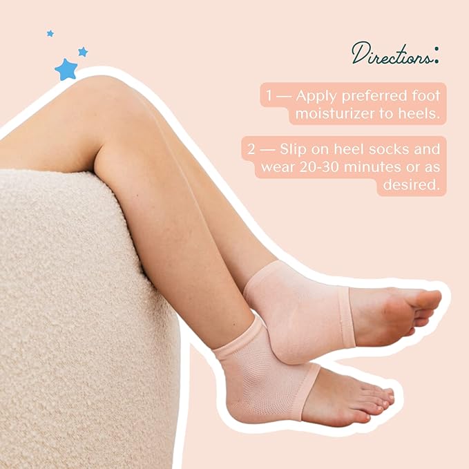 Bare August Moisturizing Heel-Repair Gel Socks – Overnight Spa Sleep Socks for Dry, Cracked Heels & Soft Feet-BrightBean Baby