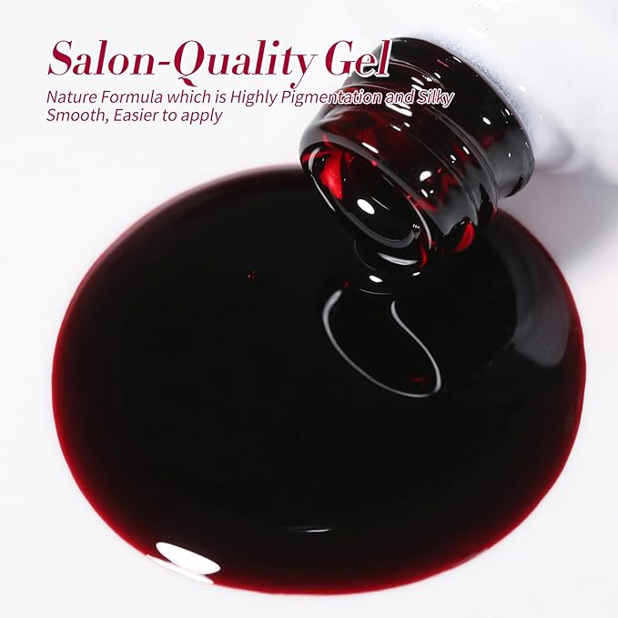 Born Pretty Jelly Burgundy Gel Nail Polish Ruby Red Glitter Cat Magnetic Eye Gel Nail Polish Fall Winter Blood Cherry Wine Red Gel Polish Glitter Soak Off Nail Art Salon Manicure Home Gift 7ml 6pcs-BrightBean Baby