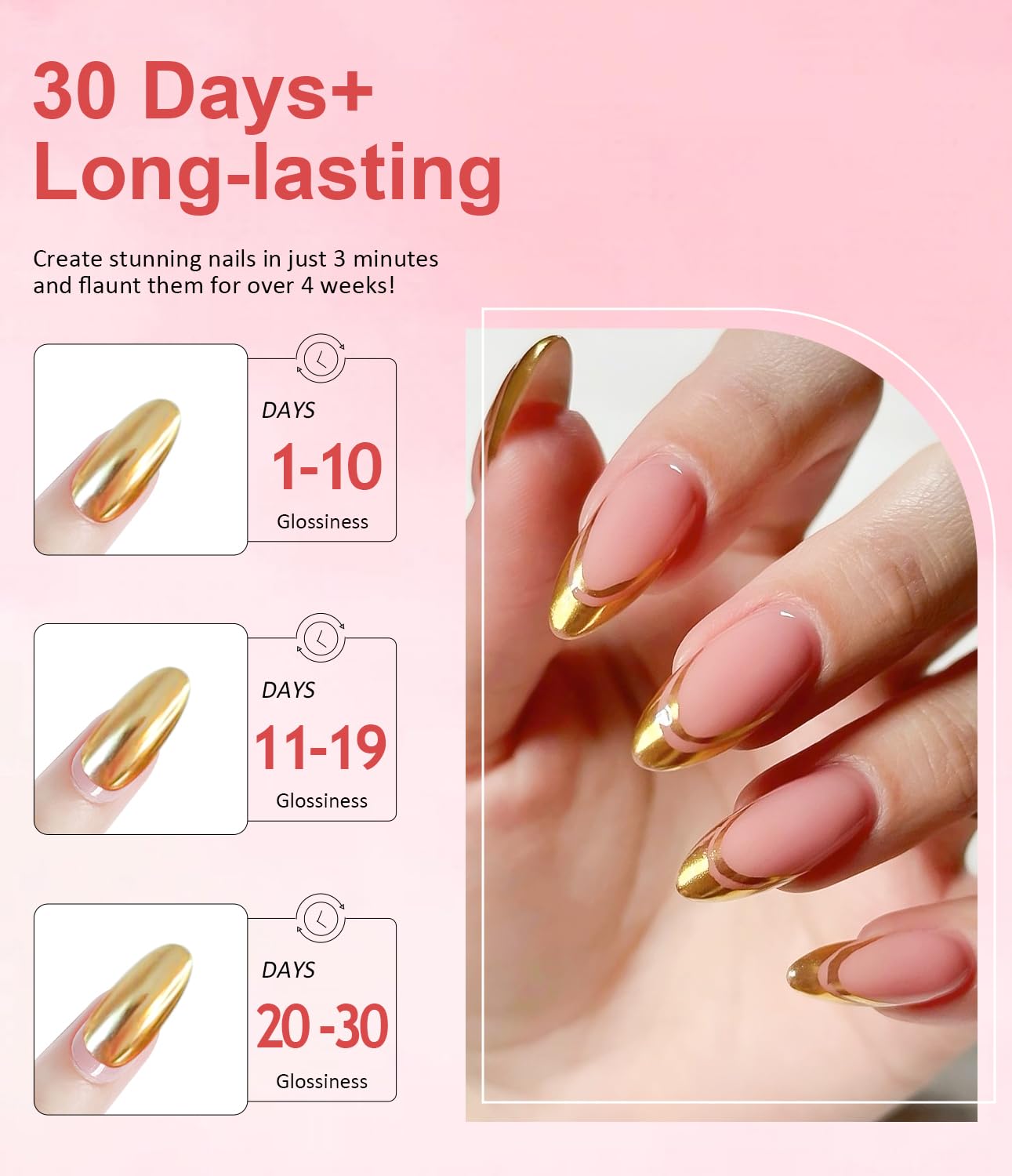 Gold Chrome Nail Powder BISHENGYF -【Magic Mirror Effect】 Pearl Chrome Nail Powder Aurora Mermaid Iridescent White Roas Gold Nail Chrome Powder Pigment Glitter Dust for Manicure Decroation DIY-BrightBean Baby