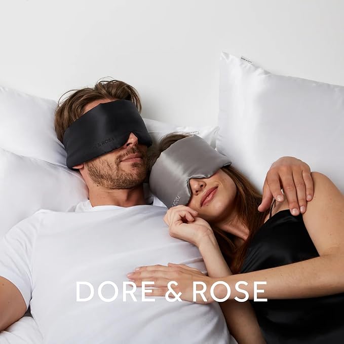 Dore & Rose Deep Sleep Mask Light Blocking, 23 Momme Mulberry Silk Eye Mask, Ultra Soft, Adjustable - Travel Sleeping Mask for Men & Women - Lotus-BrightBean Baby