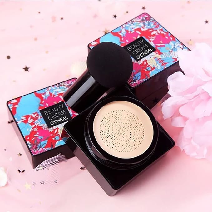 OCHEAL Mushroom Head Air Cushion BB Cream Foundation Cream for Face Makeup Concealer Cushion for Face Comestics Make Up Cushion Compact Natural-BrightBean Baby