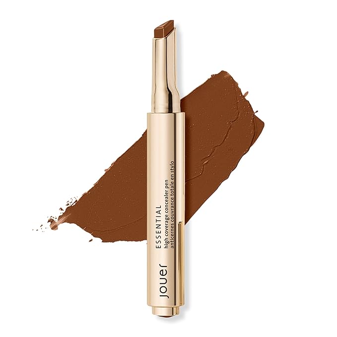 Jouer Essential High Coverage Concealer Pen - Under Eye Concealer for Dark Circles - Brightening Makeup for Eye Circles - Color Corrector Eye Primer with Hyaluronic Acid and Vitamin E-BrightBean Baby