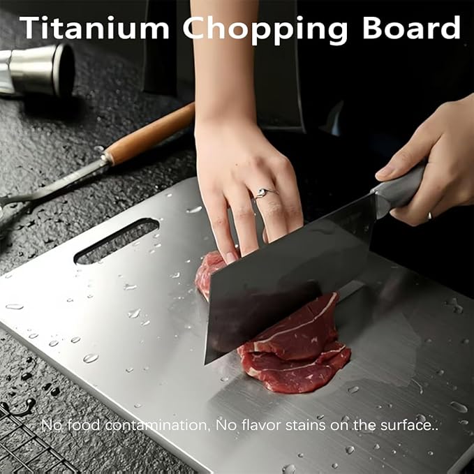 Titanium Cutting Board Set of 3,100% Pure Titanium Cutting Boards for Kitchen Double Sided,Hygiene Durable Dishwasher,Fruit & Vegetables （3P-L)