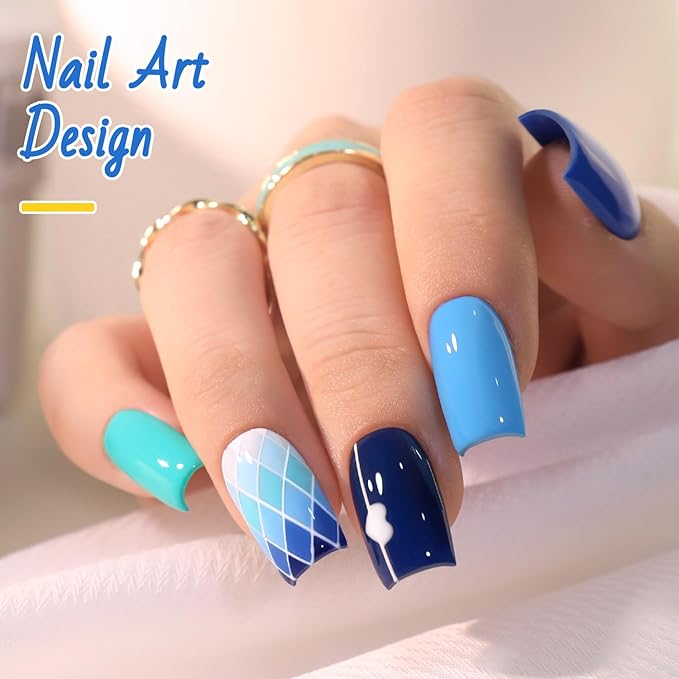 Double Rhythm 6 Pcs 15 ML Gel Polish Set Same Color Same Bottle Soak Off Gel Polish Kit Nail Art Manicure Salon DIY at Home for Women (Light Blue Dark Navy Teal-T6-14)-BrightBean Baby