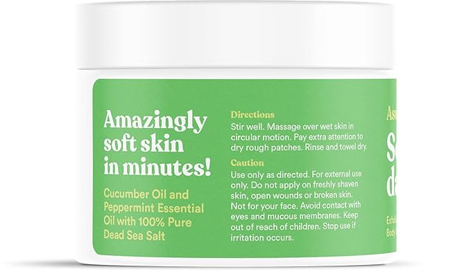 ASUTRA Dead Sea Salt Essential Oil Body Scrub Exfoliator (Cooling Cucumber), 16 oz - Ultra Hydrating, Gentle, & Moisturizing - Coconut, Cucumber, and Peppermint Oils-BrightBean Baby