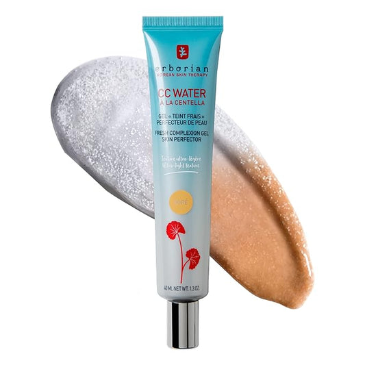 Erborian CC Water with Hyaluronic Acid, Doré - Ultra-Light Aqua Gel Color Corrector with Centella Asiatica & Hyaluronic Acid - Plump, Softer & Hydrated Skin - Korean Skincare Skin Perfector - 1.3 Oz-BrightBean Baby