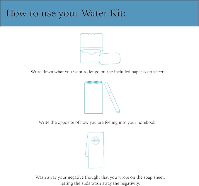 The Water Kit by Two Sage Sisters - Self Care Kit with Soap Sheets, Notebook, Marker, and Washcloth, Bath Shower Sets for Meditation and Relaxation, Mini Spa Kit Self Care Box for Women and Men-BrightBean Baby