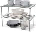 carrotez Cabinet Organizer Shelf, Set of 2 Stackable Kitchen Counter Shelves, Kitchen Cabinet Organizers and Storage, Pantry Storage Shelf Organizer, 15.7 x 7.8 x 6.1 - White
