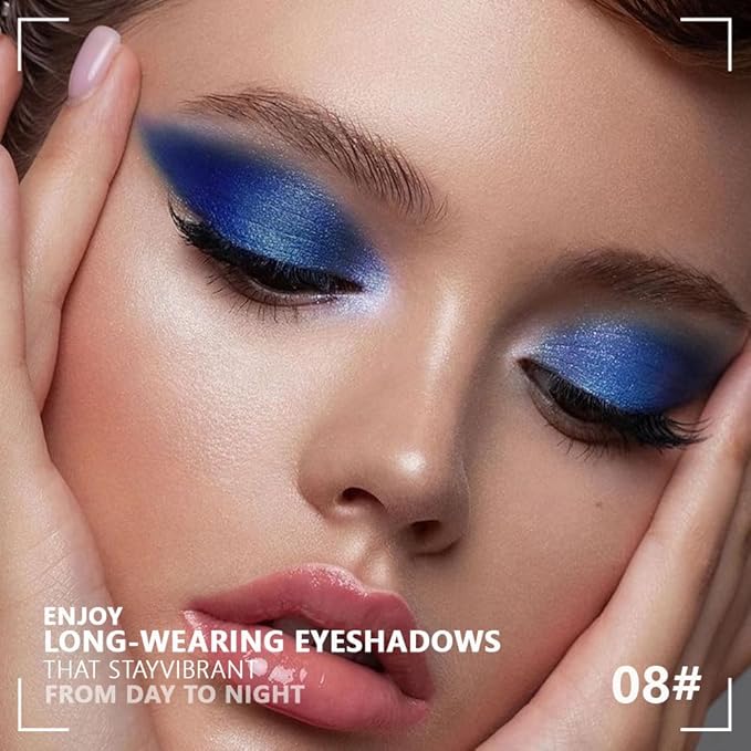 4 Colors Dark Peacock Green White Navy Sapphire Blue Eye Shadow Powder Palette Makeup, Highly Pigmented Waterproof Matte Shimmer Cream Quads Eyeshadow Palette for Women, paleta de sombras de ojos 08-BrightBean Baby