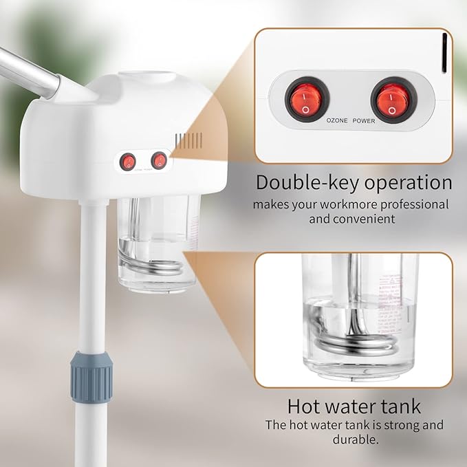 Winado 2 in 1 Facial Steamer with 5X Magnification Light, Deep Cleaning for Personal Skin Care, Beautician Steamer Professional Humidifier Facial Spa Mist Steam for Home & Beauty Salon, White-BrightBean Baby