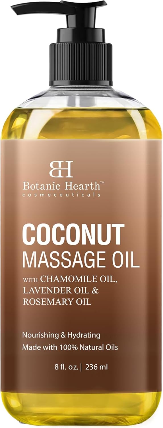 Botanic Hearth Coconut Massage Oil | Ultra|Glide Formula with Soothing Aroma |Made with Natural Oils | All Skin Types, Men & Women | 8 Fl Oz-BrightBean Baby