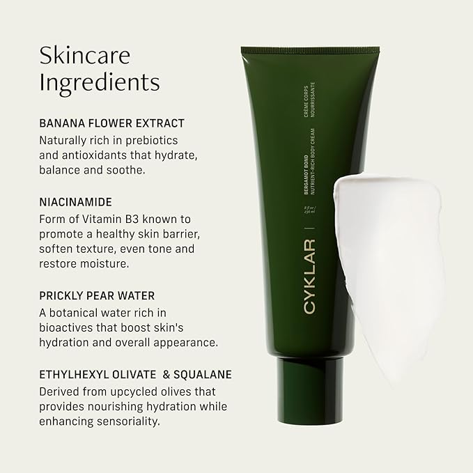 Nutrient Rich Body Cream. Bergamot Bond Nourishing Moisturizer with Niacinamide and Banana Flower Extract. Deep Hydration, Thick Body Lotion, Dry Skin Cream for Women and Men, 8 Fl Oz-BrightBean Baby