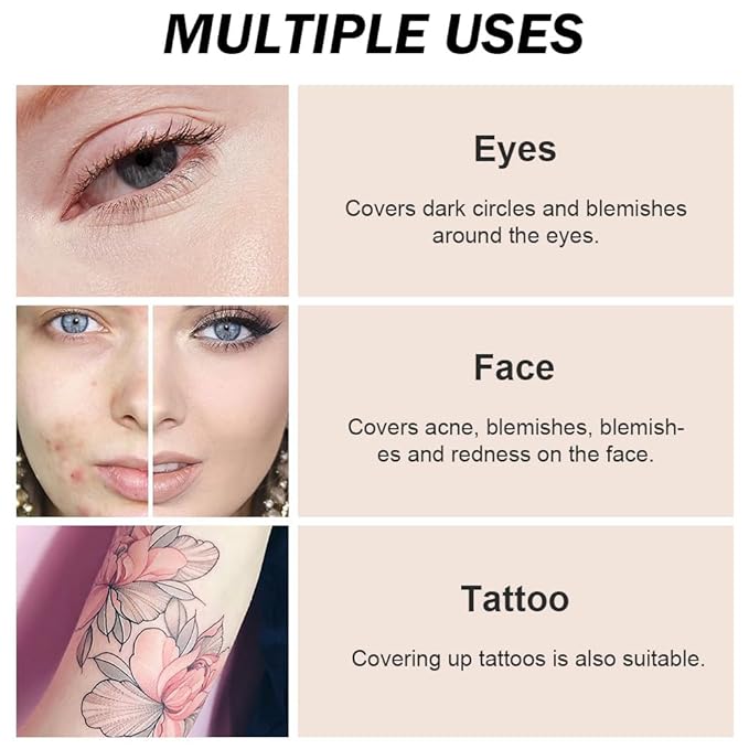 Pot Concealer with Makeup Brush Set,Tattoo Color Correcting Concealer,Full Face Color Correcting Conceal Foundation,Under Eye Concealer Brightener Dark Eye Ring corrector de ojeras (04-LIGHT)-BrightBean Baby