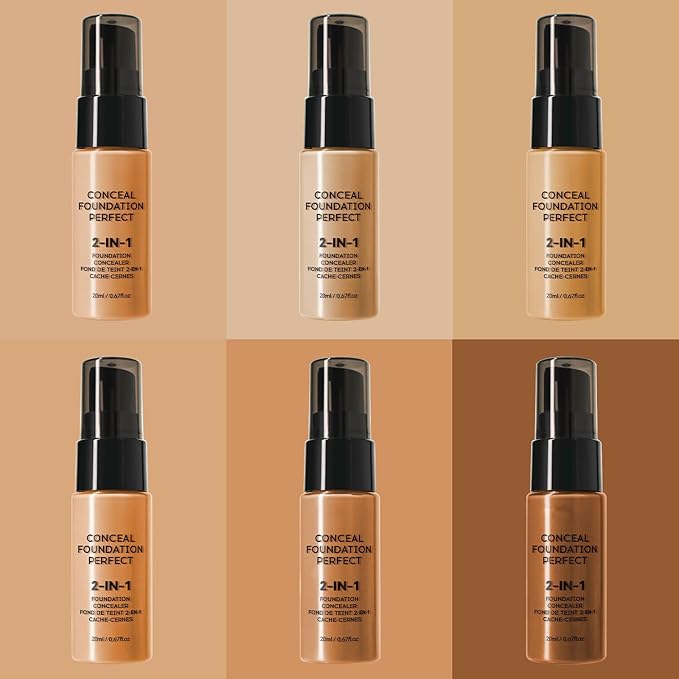 6 Colors Liquid Foundation Long-Lasting,Poreless Liquid Oil Concealer Foundation For All Skin Type,Waterproof & Sweat-Proof,Easy To Push Away,Flawless Finish Foundation,Balanced Skin Color-BrightBean Baby
