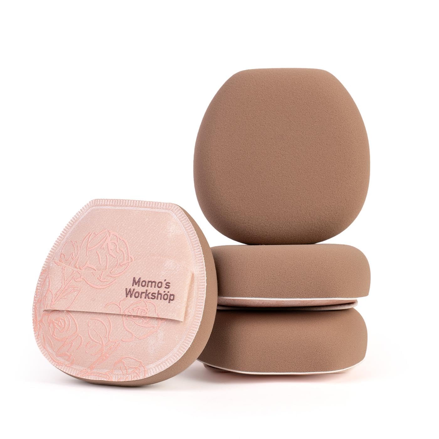 Makeup Sponge, Rubycell, Flat-cut Shape,Foundation Sponges with Glossy PU Leather, for Liquid/Sheer Foundations, Cosmetic Puff, Medium Bounce,Travel Friendly & Reusable,2pcs & Storage Case-BrightBean Baby