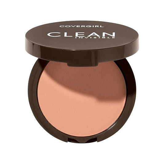 Covergirl Clean Invisible Pressed Powder, Lightweight, Breathable, Vegan Formula, Medium Light 135, 0.38oz-BrightBean Baby