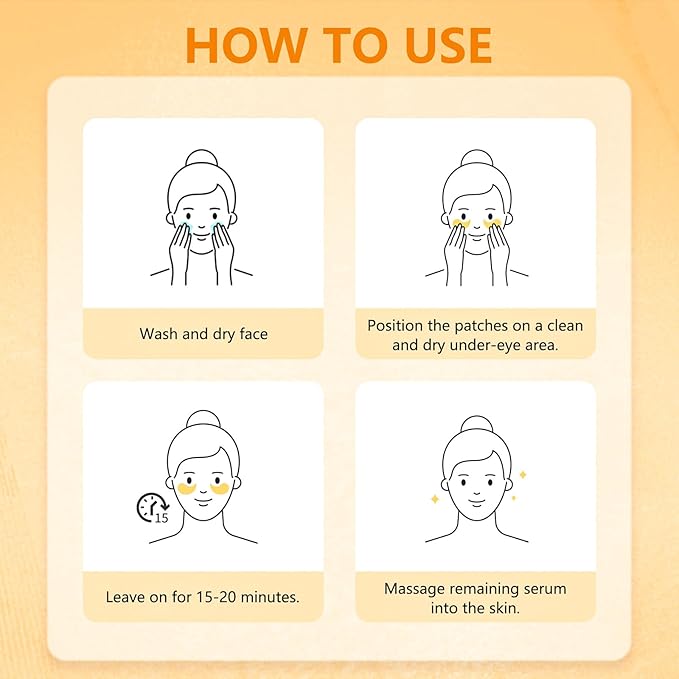 Under Eye Patches with Vitamin C & Caffeine 30 Pairs for Dark Circles, Fine Lines and Puffiness, with Niacinamide Hydra-Gel Collagen, Skin Care for Men & Women-BrightBean Baby