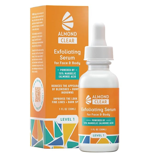 Face & Body Clearing Serum, Level 1- for acne, folliculitis, aging skin, ingrown hairs, dark spots - face, chest, butt, back, thighs, arms - mandelic acid - 1 fl oz-BrightBean Baby