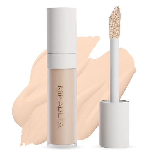Mirabella Invincible For All Perfecting Under Eye Concealer Full Coverage - Hydrating Makeup Concealer for Dark Circles, Fine Lines & Wrinkles w/Hyaluronic Acid - Porcelain P10-BrightBean Baby