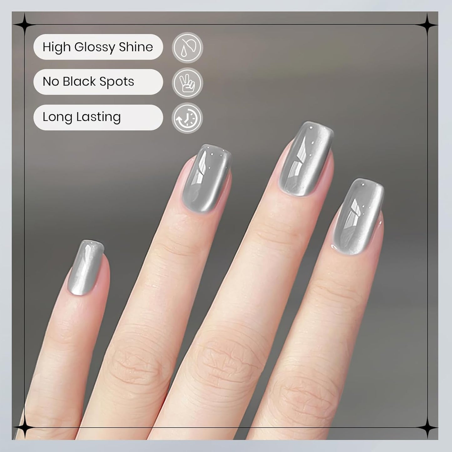 Moonlight Cat Eye Gel Nail Polish 10ml Silk Magnetic Nail Polish Glass Cateye Gel Polish with Magnetic Stick Soak Off UV LED Nail Lamp Nail Art Manicure Salon Home DIY 001, Gray-BrightBean Baby