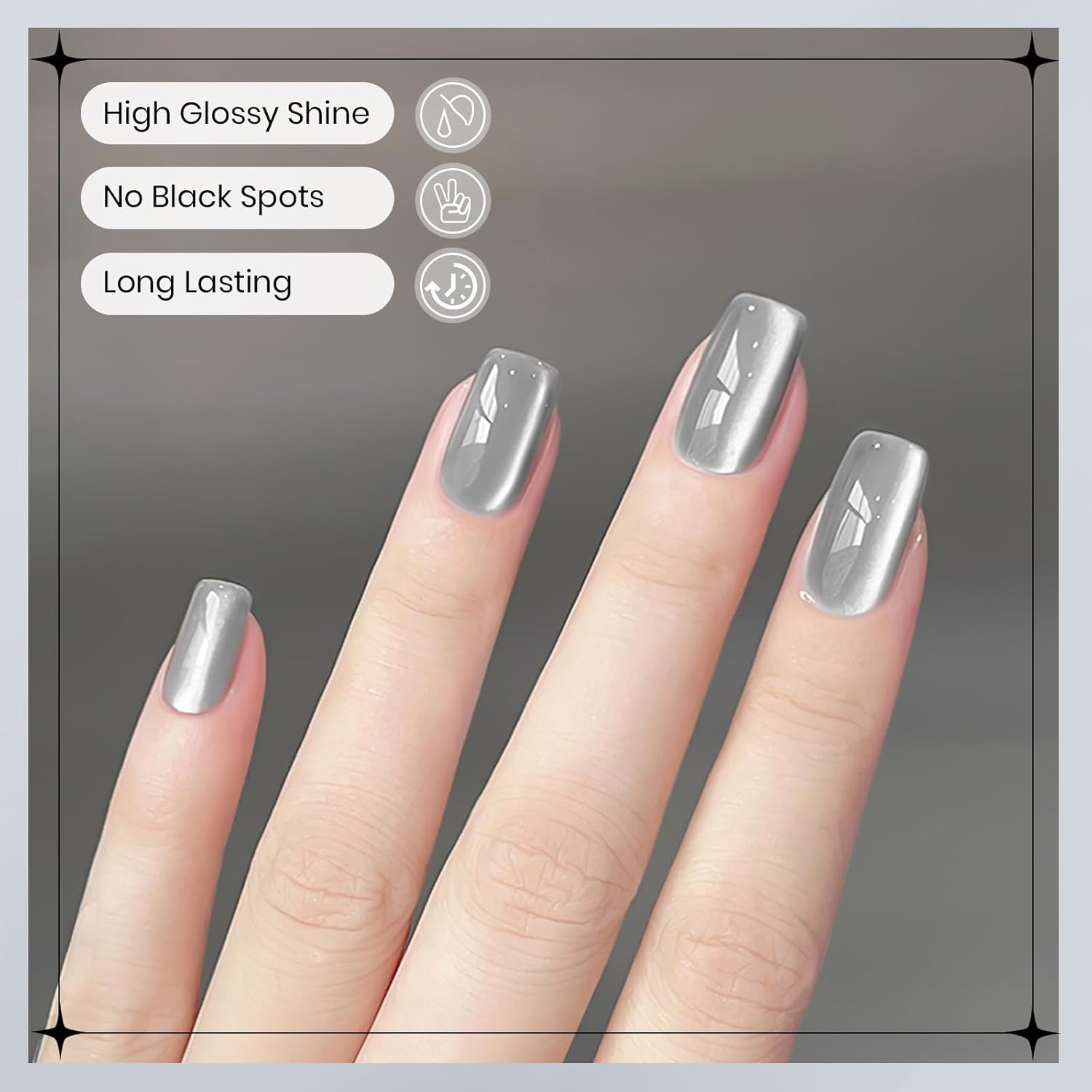 Moonlight Cat Eye Gel Nail Polish 10ml Silk Magnetic Nail Polish Glass Cateye Gel Polish with Magnetic Stick Soak Off UV LED Nail Lamp Nail Art Manicure Salon Home DIY 001, Gray-BrightBean Baby