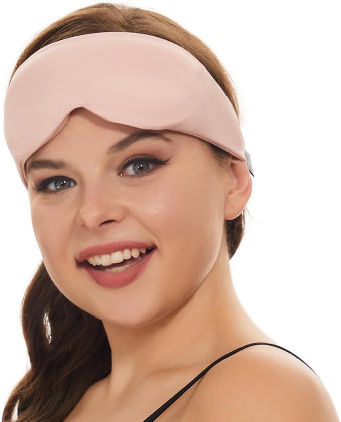 ALASKA BEAR Sleep Mask for Side Sleepers Patented Design, Cup-Shaped and Extra-Soft, 100 Blackout Eye Mask Shades Cover for Men and Women Home or Travel, Machine Washable, Pink-BrightBean Baby
