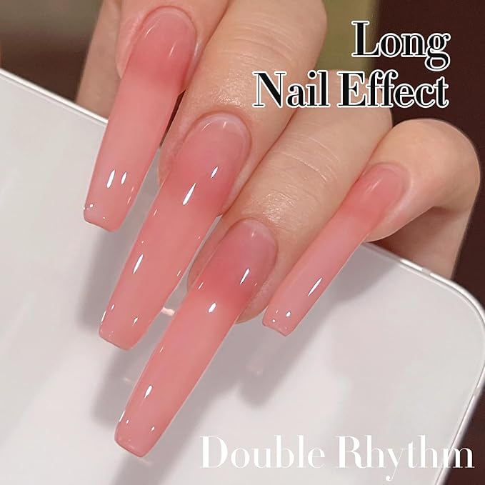 Double Rhythm 0.5Oz Translucent Gel Polish Sheer Neutral Natural Light Milky Same Color Same Bottle 15ML Jelly Gel Polish Art DIY at Home (Pink Rose-A1382)-BrightBean Baby