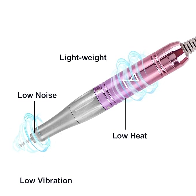 M Mase- Professional Nail Drill Machine - Coreless 2-in-1 Nail File - Electric, Cordless, 35000 RPM, HD Display - Electric Nail Drill for Professional & Home Use (Pink Gold)-BrightBean Baby