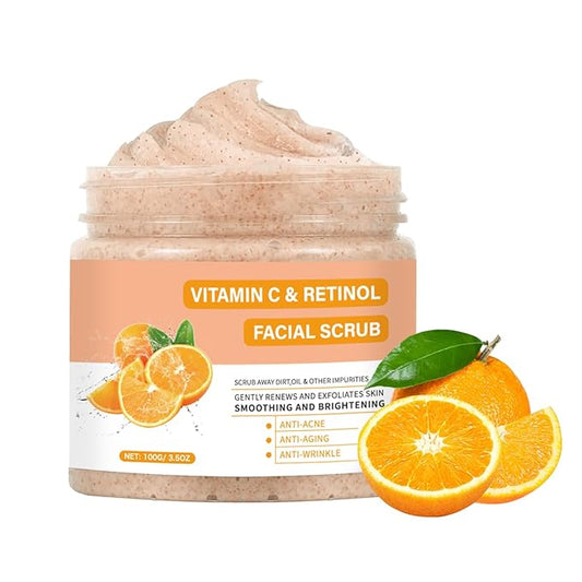 Vitamin C Face Scrub, Exfoliating Facial Wash with Retinol, Facial Scrub,Facial Exfoliating Scrub, Facial Scrubs for Women,Deep Cleansing Face Wash Cleanser for Women Men-BrightBean Baby