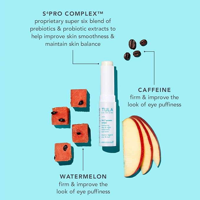 TULA 24-7 Power Swipe Hydrating Eye Balm | Dark Circle Treatment, Instant Brightening, Portable | 0.23oz-BrightBean Baby