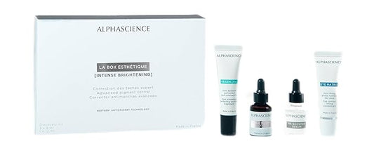ALPHASCIENCE La Box Esthetique [Intense Brightening] Discovery Kit - MELA BRIGHT [C+], REGEN [HX], HA BOOSTER, & EYE MATRIX - Helps Reduce Look of Dark Spots & Scars - Moisturizing & Soothes - 1 Kit-BrightBean Baby