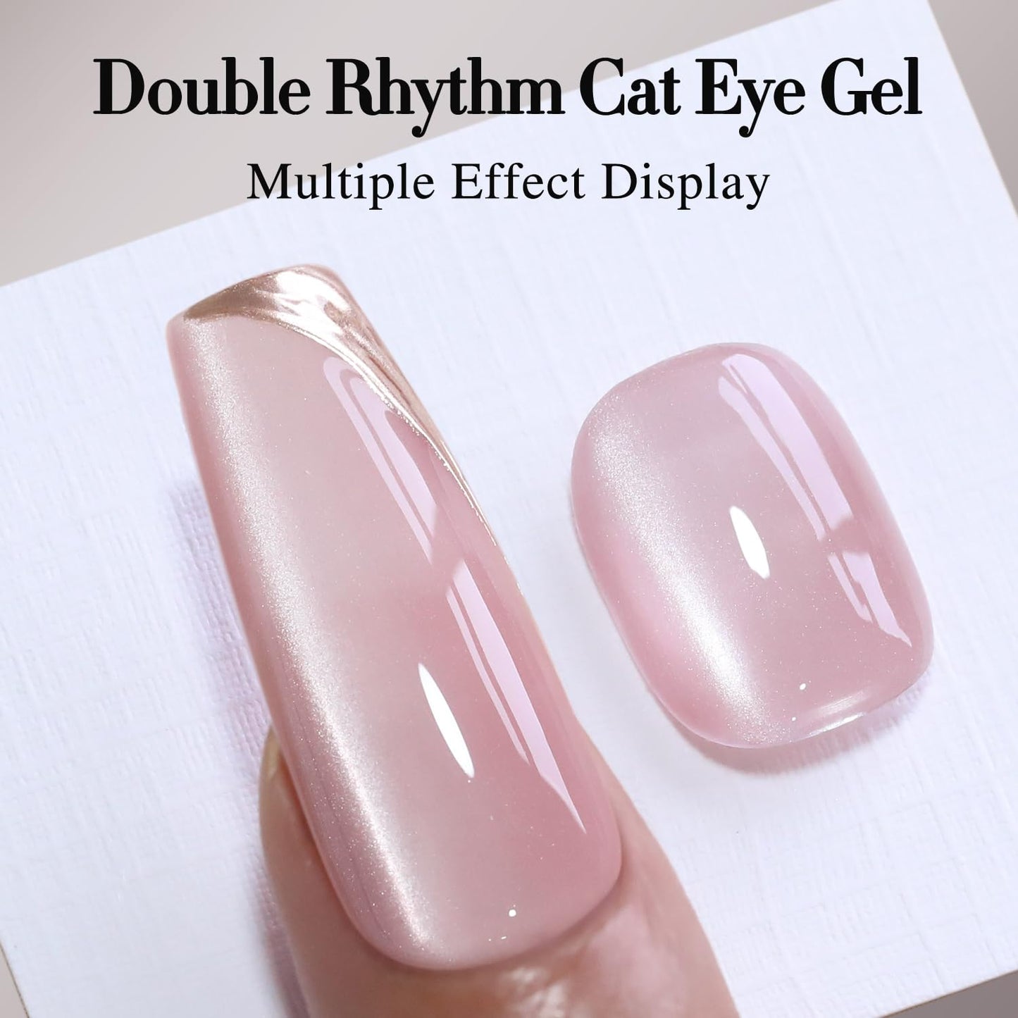 Double Rhythm Jelly Glass Cat Eye Gel Polish with Magnet 15ML Holographic Glitter Shimmer Translucent Sheer Color Magnetic Nail Polish Salon DIY at Home (Jelly Pink Nude-MC1104)-BrightBean Baby