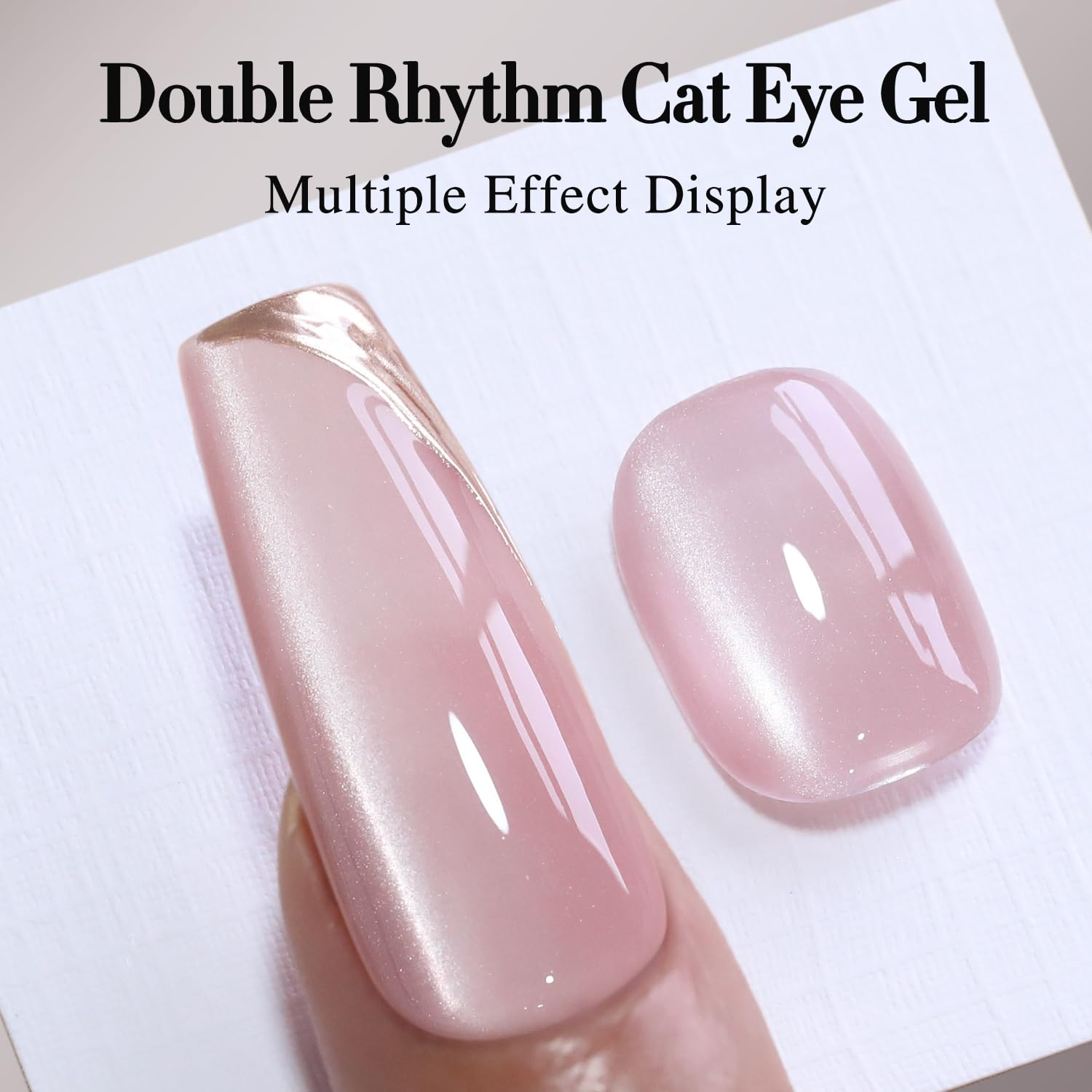 Double Rhythm Jelly Glass Cat Eye Gel Polish with Magnet 15ML Holographic Glitter Shimmer Translucent Sheer Color Magnetic Nail Polish Salon DIY at Home (Jelly Pink Nude-MC1104)-BrightBean Baby