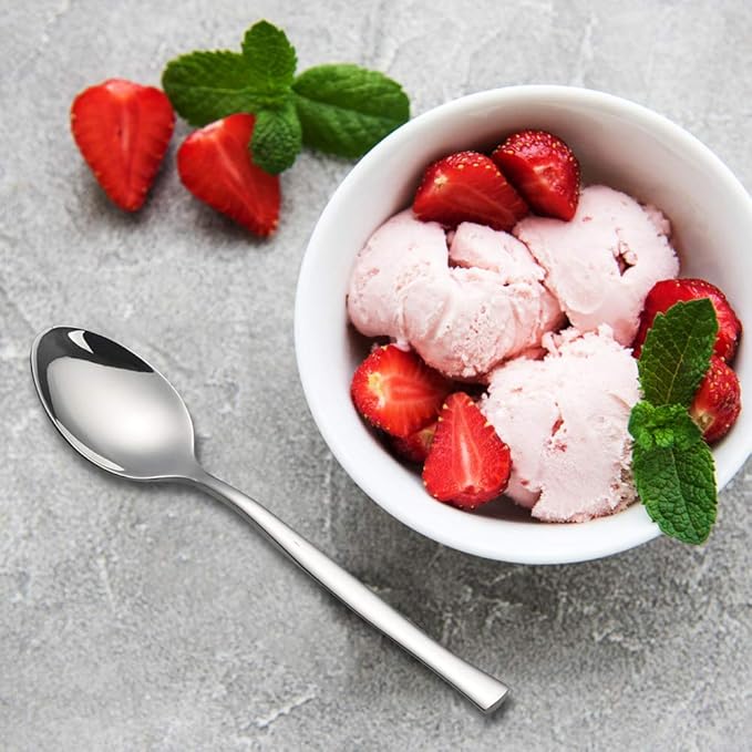 12-Piece Dessert Spoons, Stainless Steel Small Spoon